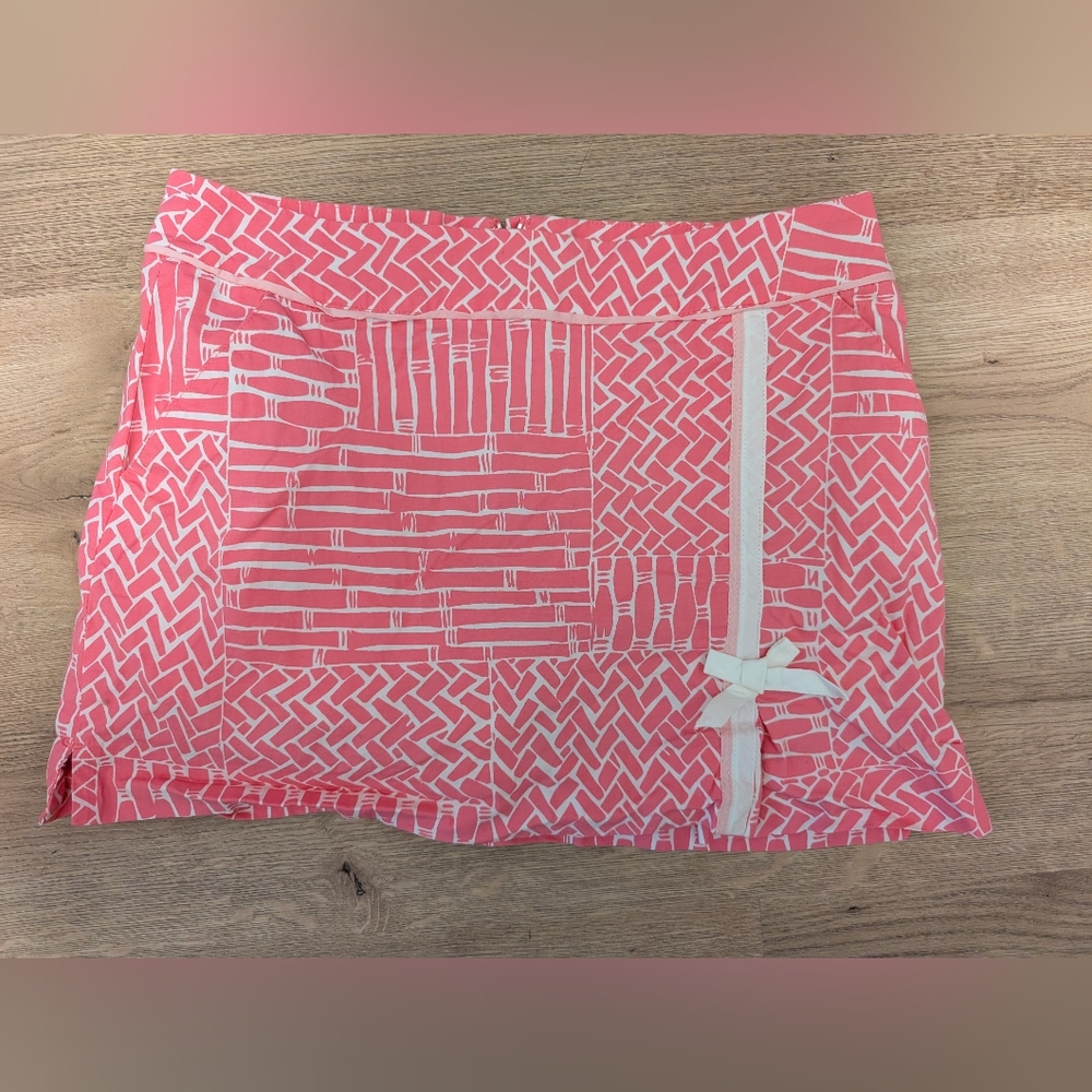 Lilly Pulitzer Pink and White Geometric Skirt